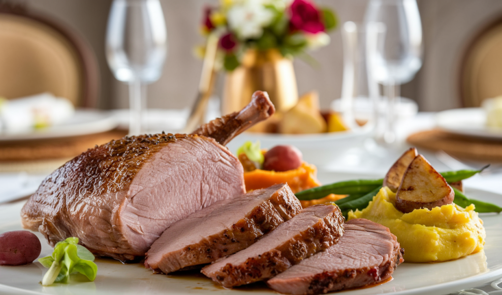 magret-canard-tranche-accompagnements-colorés