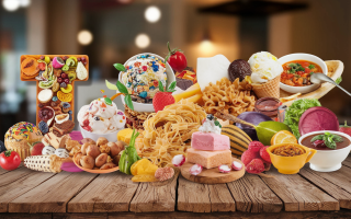 collage-aliments-varies-table-rustique