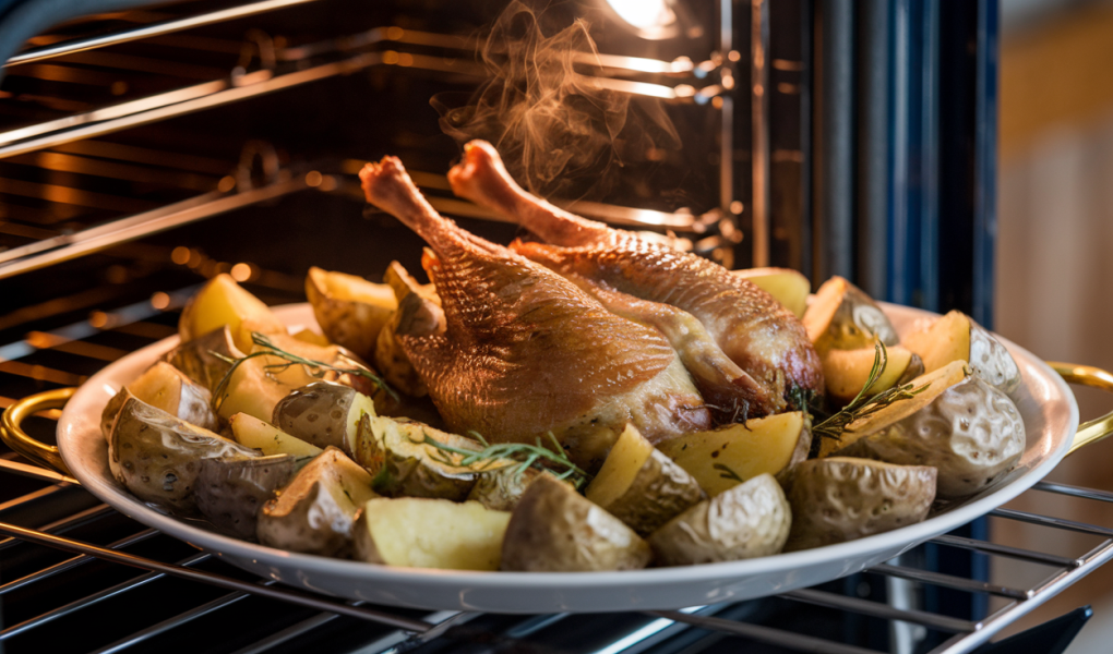 pintade-doree-pommes-terre-vapeur