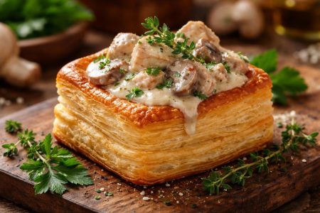 vol-au-vent-champignons-poulet-table-bois