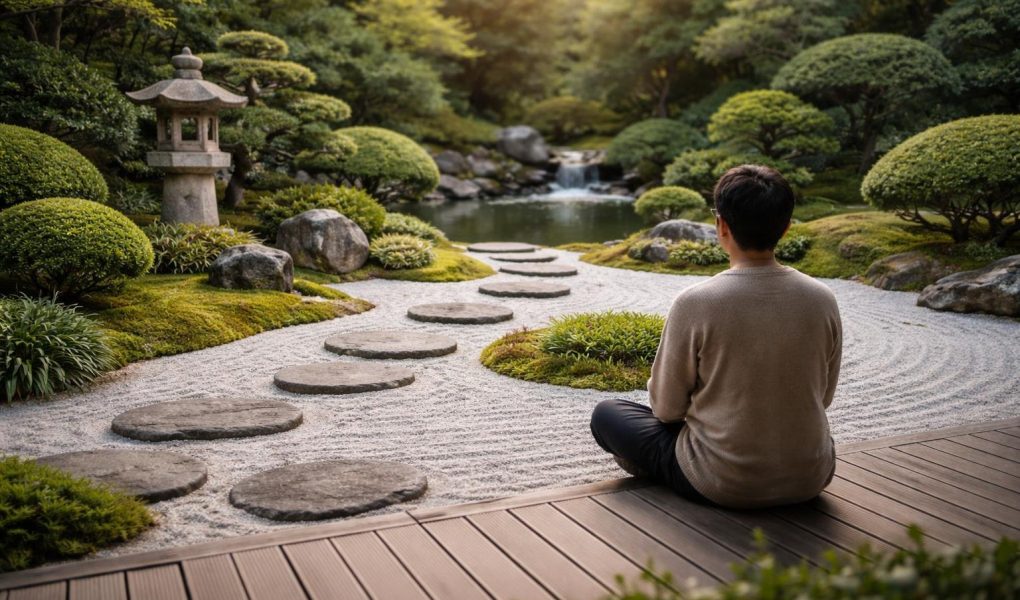 jardin-zen-galets-lanterne-ponton