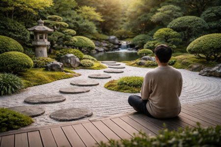 jardin-zen-galets-lanterne-ponton