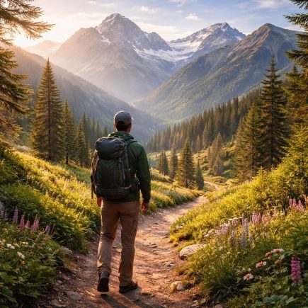 randonneur-sentier-montagnes-nature-luxuriante