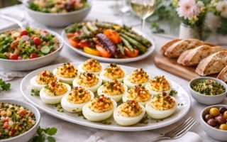 table-elegante-oeufs-mimosa-assortiment-coloré