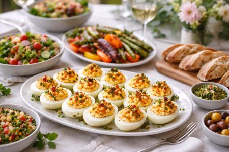 table-elegante-oeufs-mimosa-assortiment-coloré