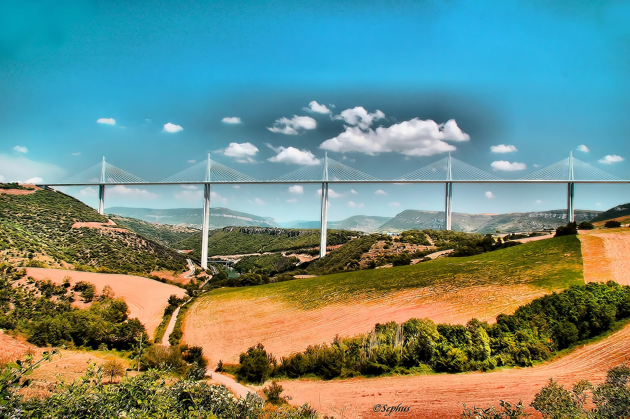 Le Viaduc de Millau dans sa longueur